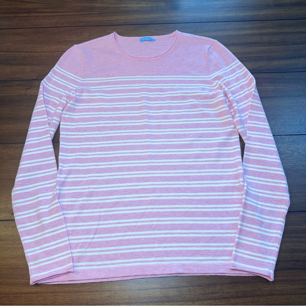 J. McLaughlin Women’s Pink‎ Striped Cotton Modal Crewneck Shirt Size Small